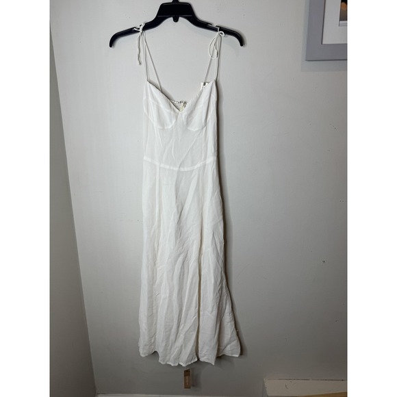 Reformation Dresses & Skirts - Reformation Dress Womens 6 White Sweetheart Slip‎ Maxi Smocked Tie Strap Bridal